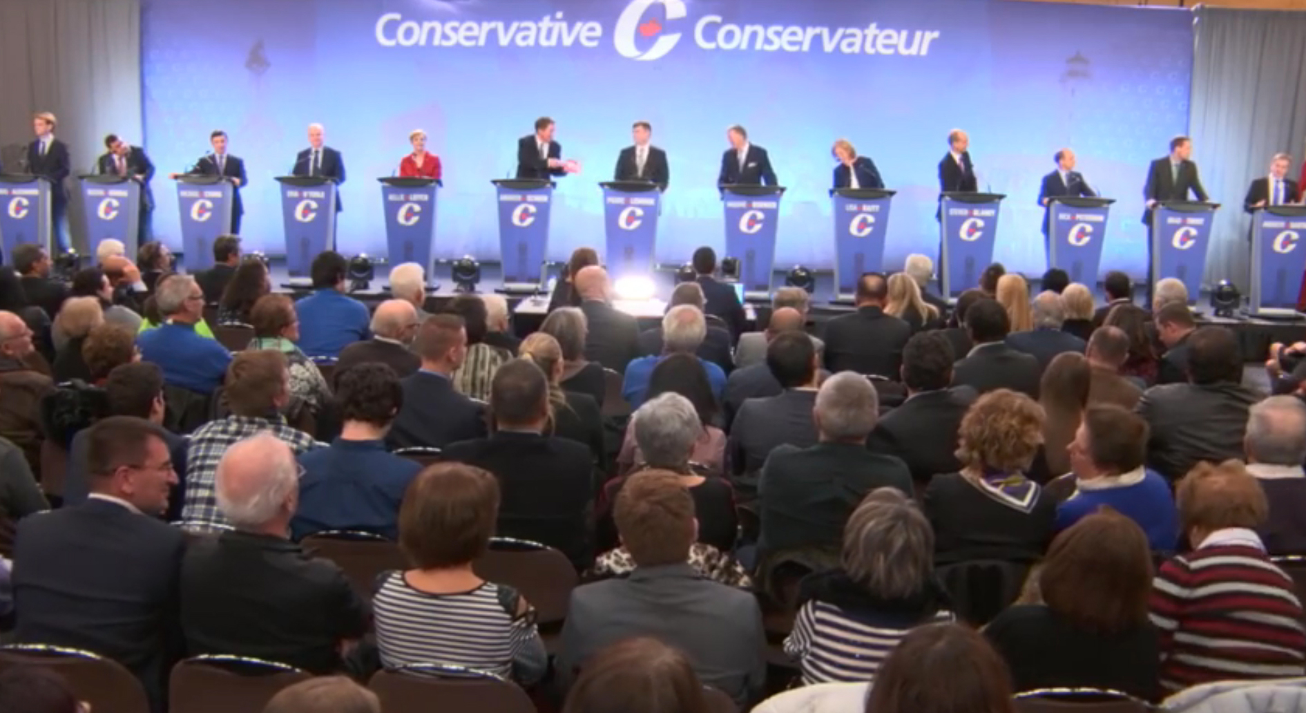 Débat des candidats conservateurs à Québec le 17 janvier.