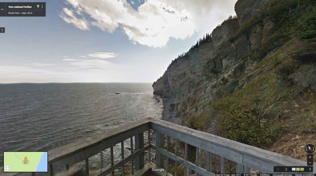 Le parc Forillon (en Gaspésie) dans Google Street View.