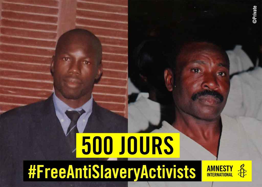 Moussa Biram et Abdallahi Mattalah emprisonnés à cause de leur combat contre l’esclavage (Amnesty International)