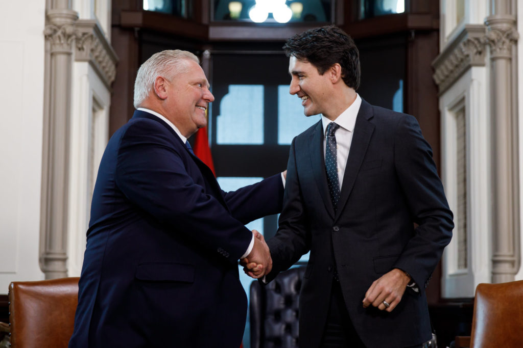 Doug Ford et Justin Trudeau en 2019.