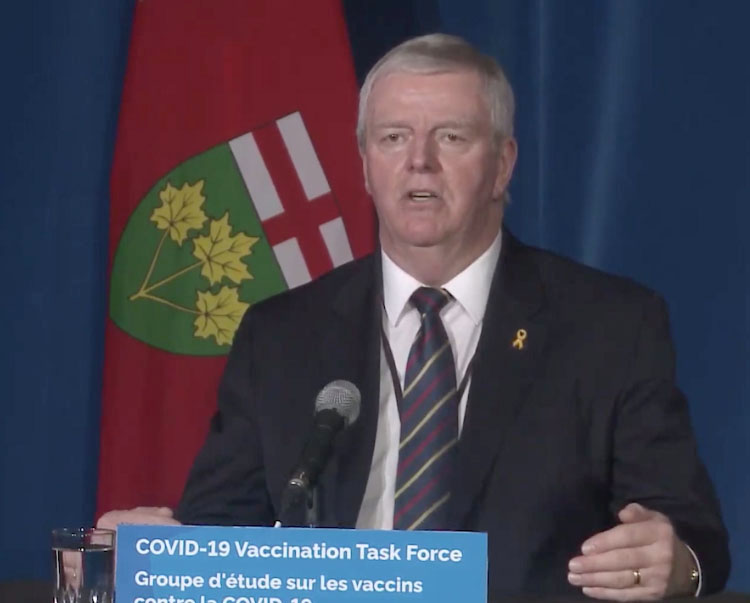 Ontario covid vaccin Rick Hillier