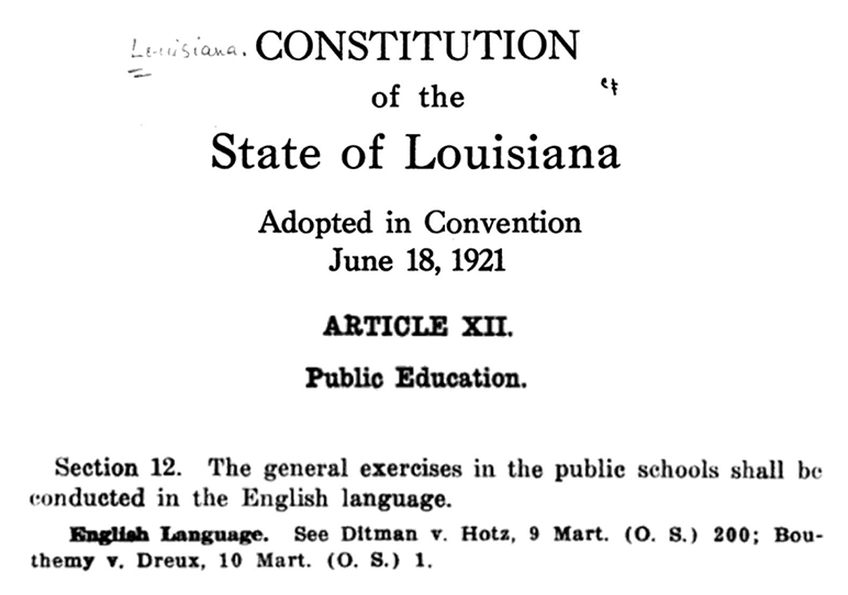 Centenaire, article 12, Louisiane