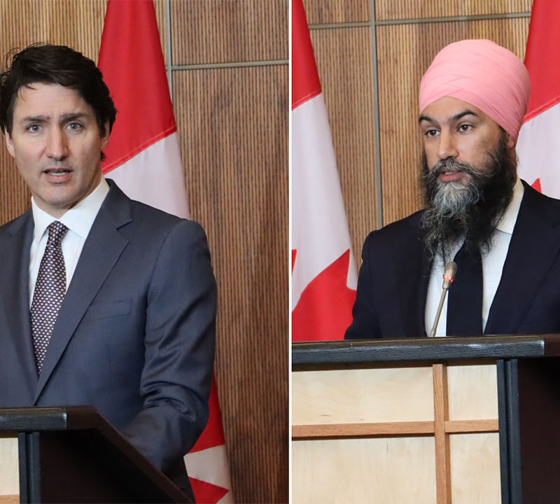 Entente libéraux NPD, Trudeau, Singh