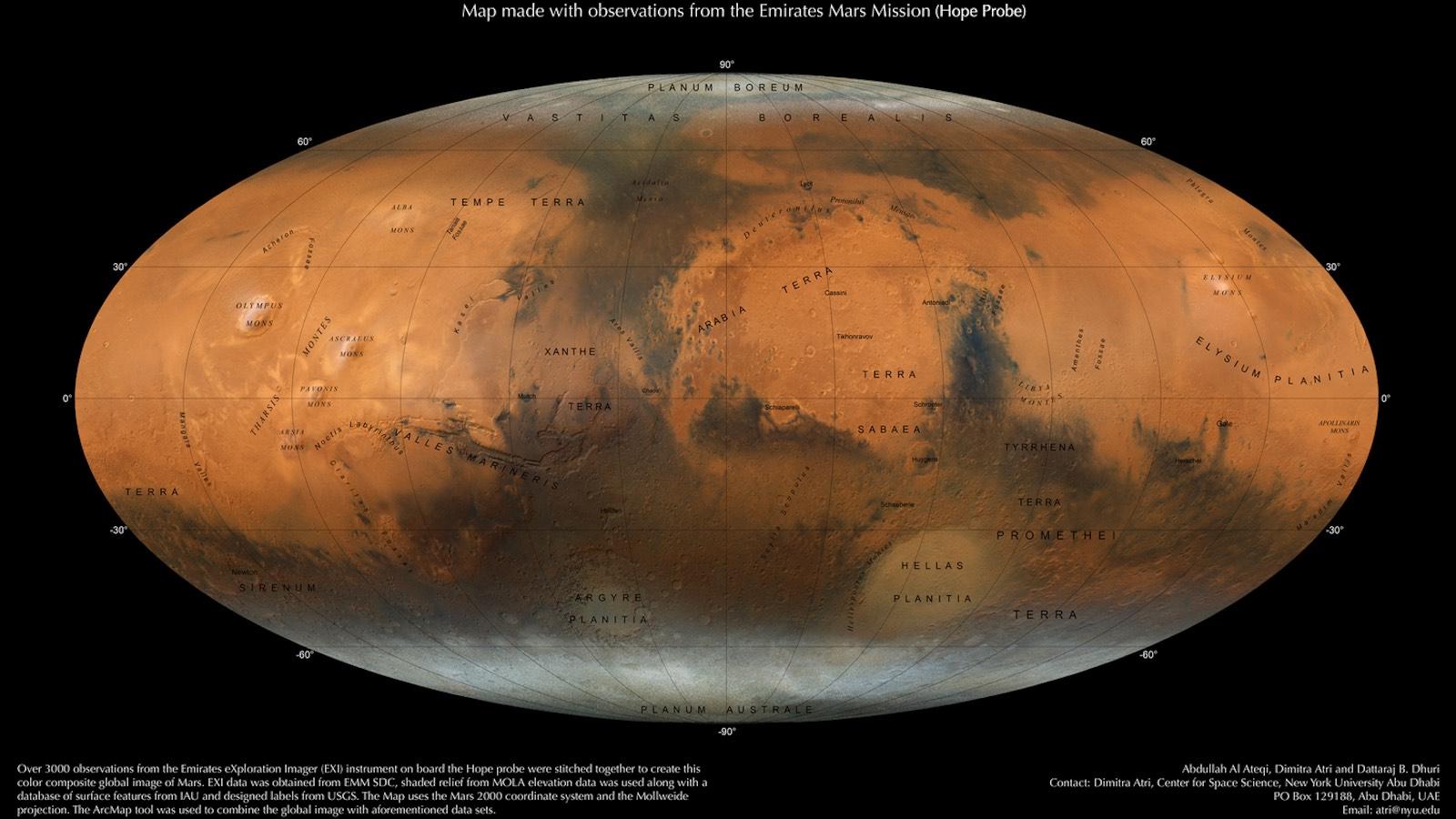 3000 photos pour produire le premier atlas de la planète Mars