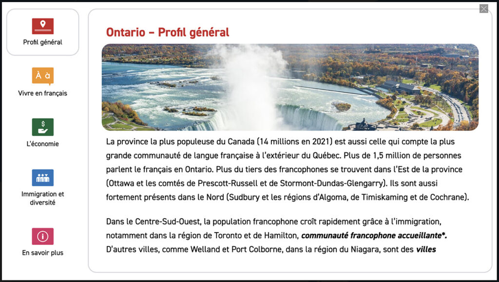 carte interactive pour la francophonie canadienne