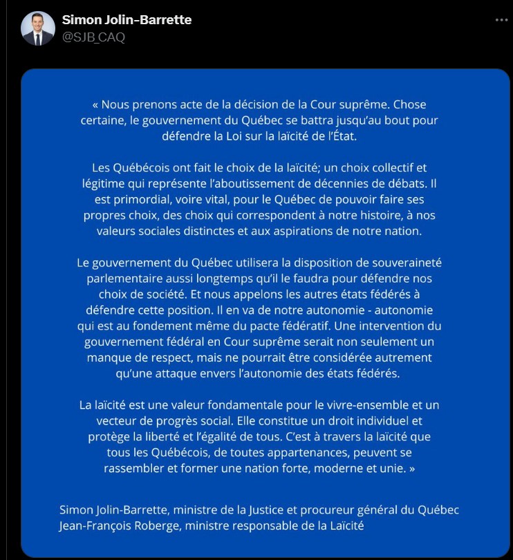 Laïcité, Québec