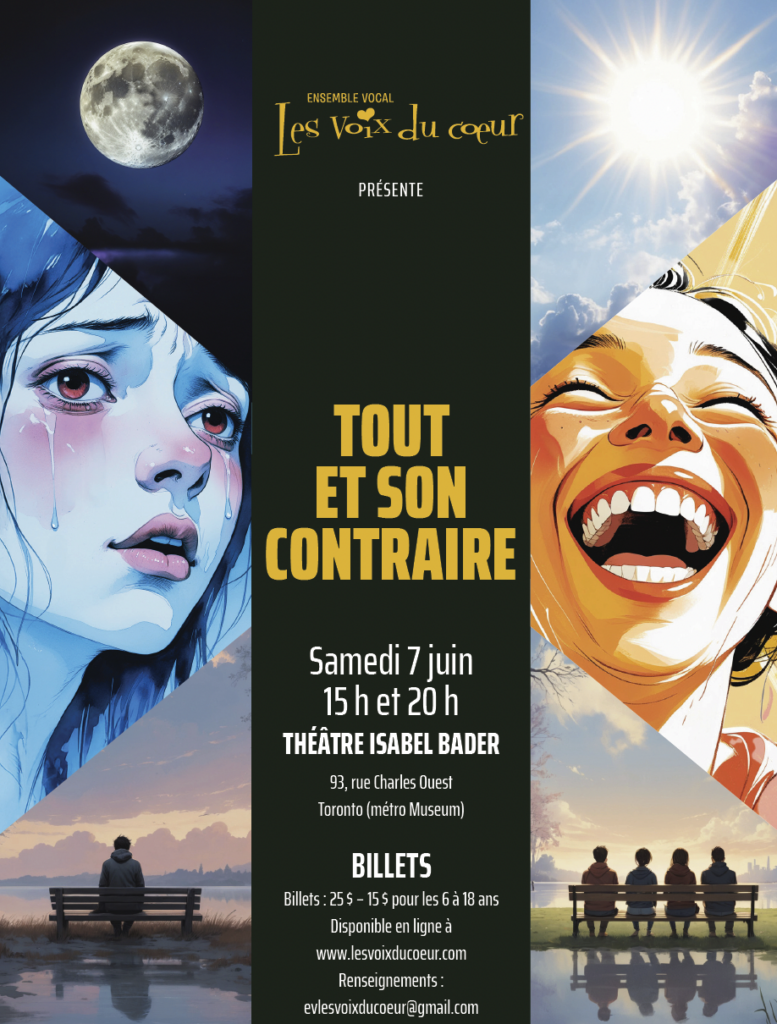L'affiche du spectacle Tout et son contraire, de l'Ensemble vocal Les Voix du coeur.