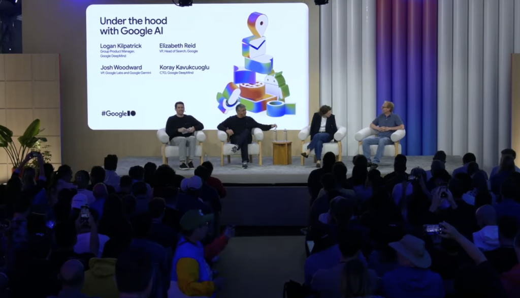Une discussion sur l'IA de Google à la conférence Google I/O 2025.