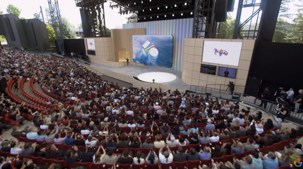 Sundar Pichai, le CEO de Google, à l'ouverture de la conférence Google I/O 2025 à Mountain View, en Californie.